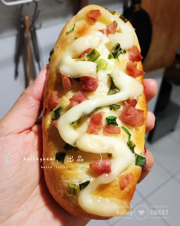 葱香芝士香肠肉松面包（中种法）