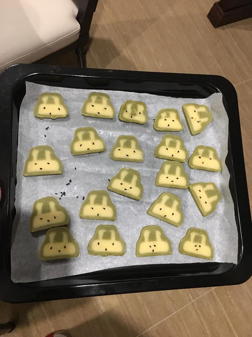 抹茶兔兔曲奇（比熊猫简单！超详细实物图+超良心手绘图）