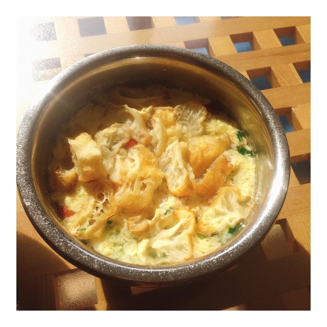 油条韭菜末蛋花汤（消耗油条）