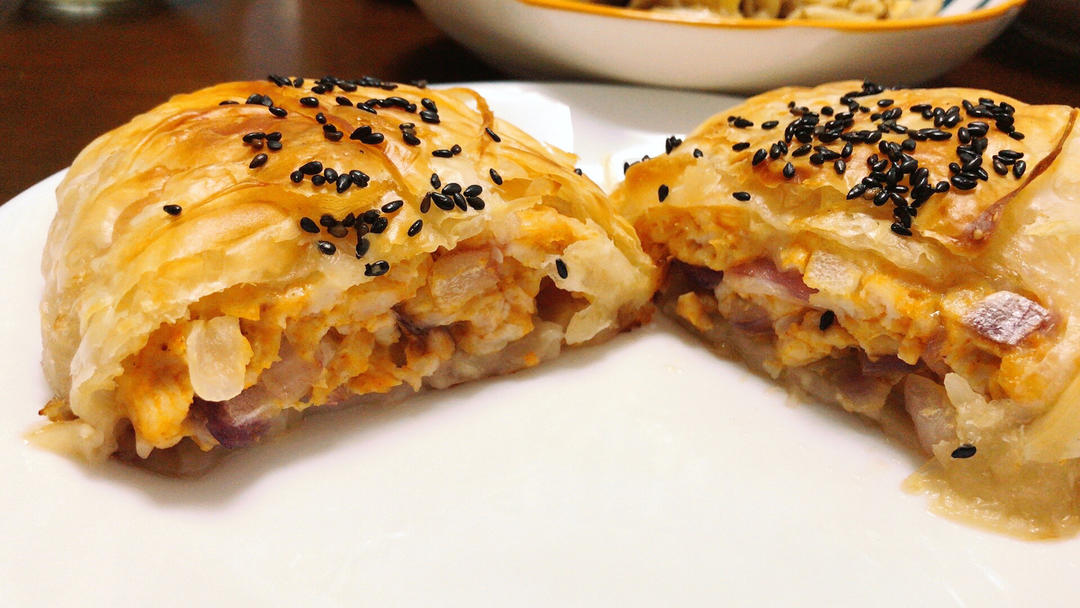 手抓饼皮版鸡肉烧饼