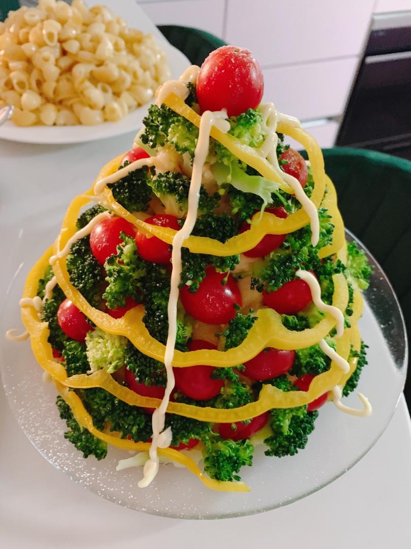 圣诞树沙拉的详细制作方法（西兰花土豆泥圣诞花环）