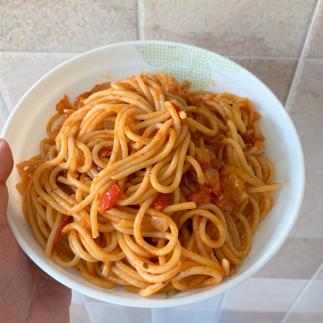 （完胜必胜客的）番茄肉酱意大利面～