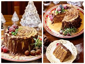 【欢乐圣诞伪树桩】巧克力榛子树桩蛋糕的做法 步骤12