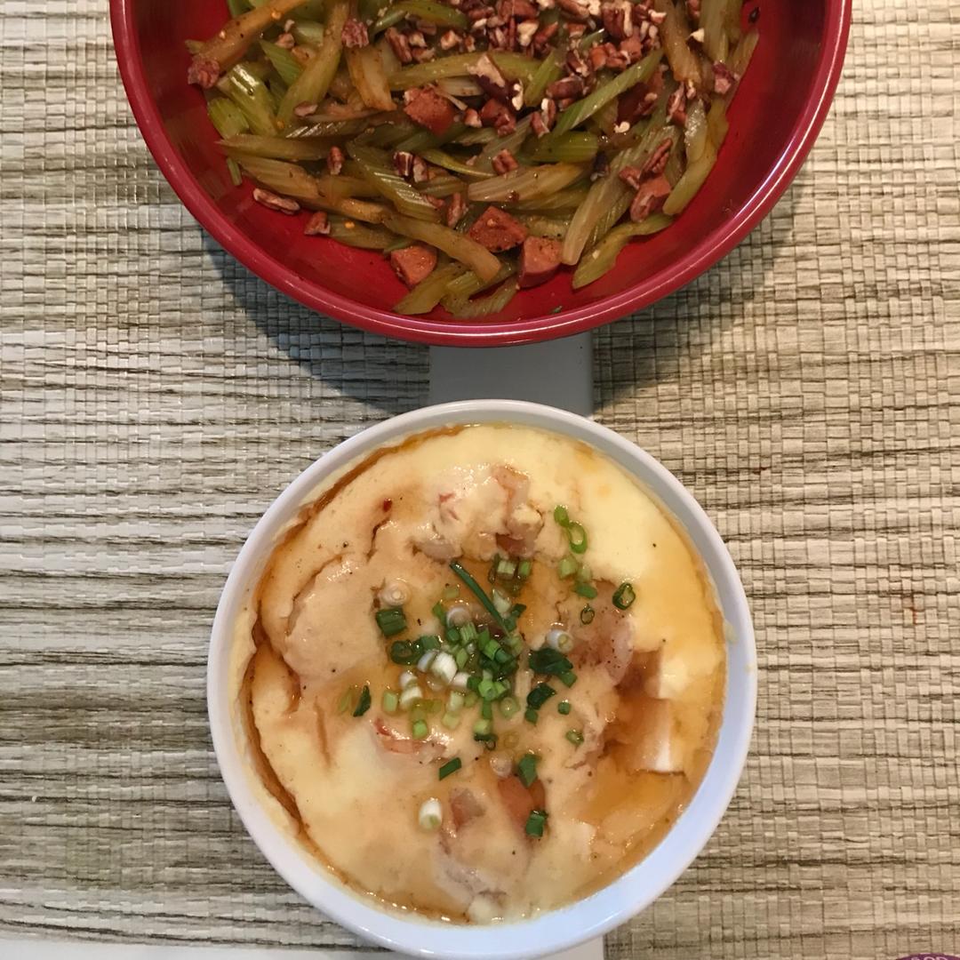 虾仁豆腐蒸水蛋