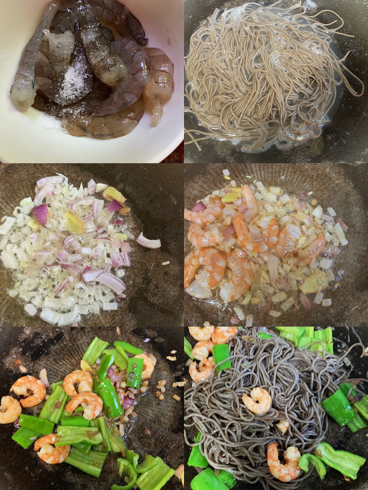虾仁青椒荞麦面的做法 步骤1
