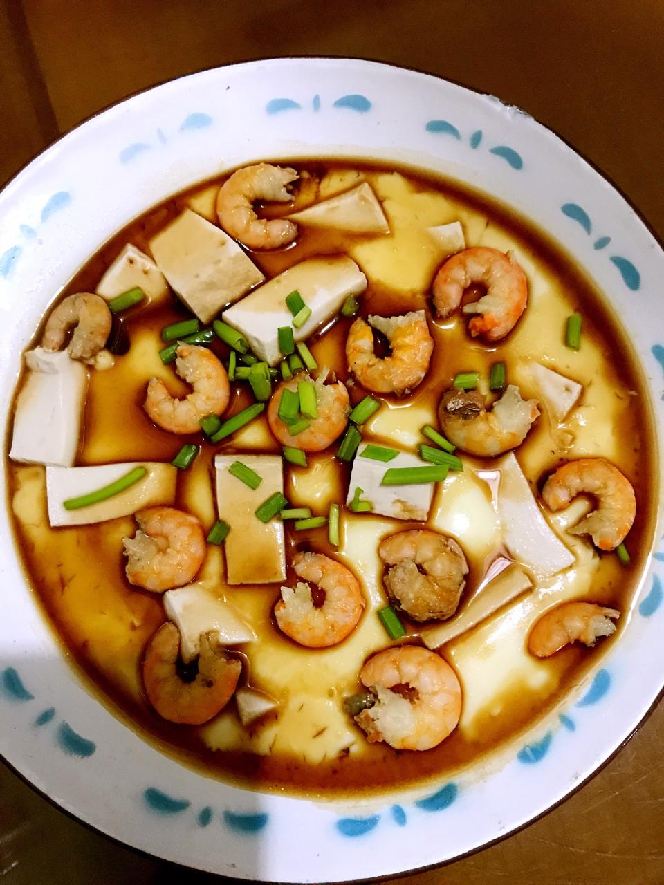 虾仁豆腐蒸水蛋