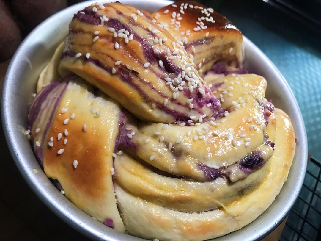 入门级不用揉出膜的手撕紫薯面包无黄油版
