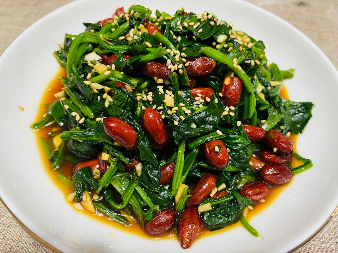 凉拌花生米菠菜