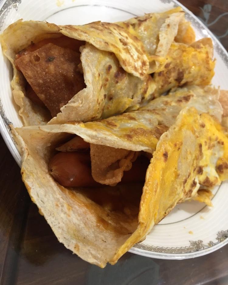 很随意的煎饼果子（家庭自制）
