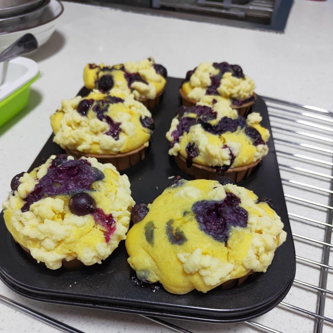 【萌萌大蘑菇头】酥粒蓝莓麦芬