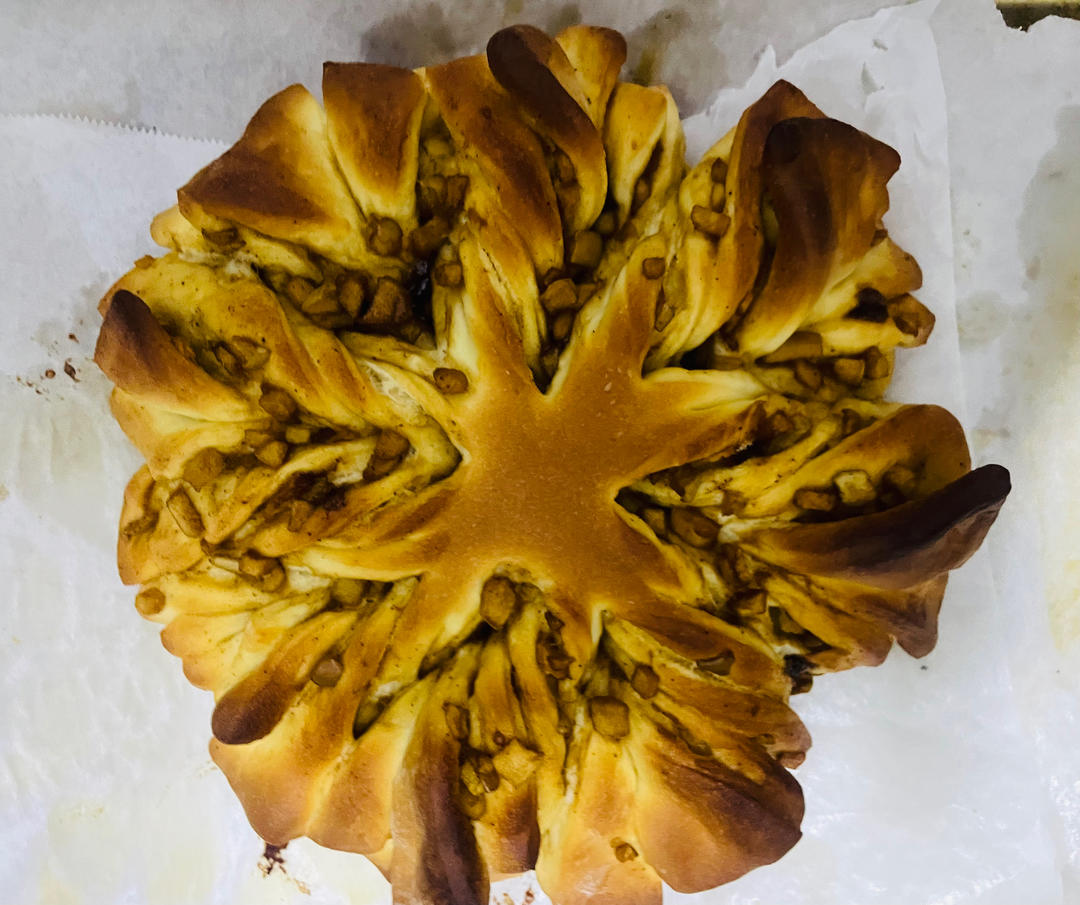 一次发酵就非常好吃的肉桂红糖苹果馅雪花面包