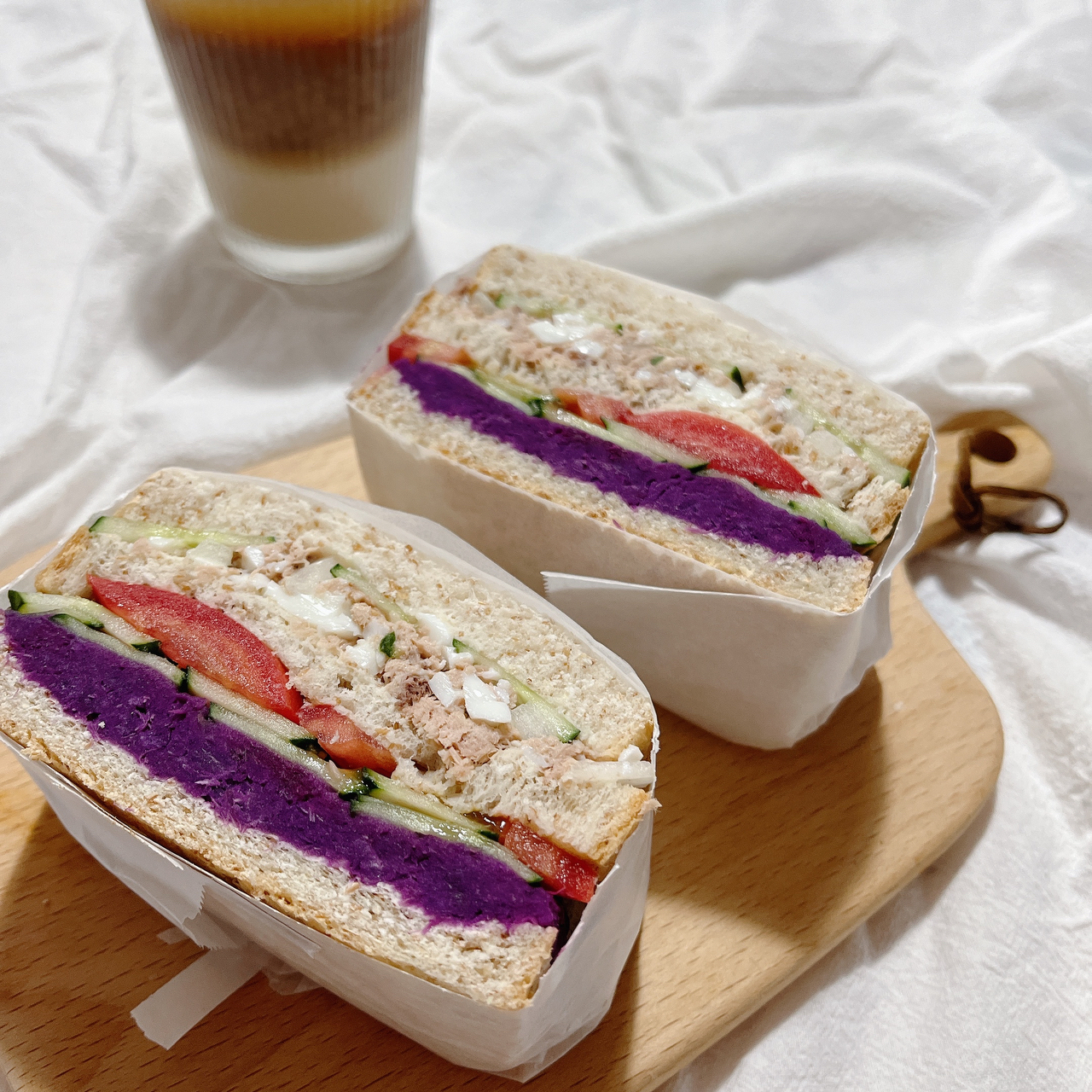 【低脂饱腹早午餐】紫薯金枪鱼三明治