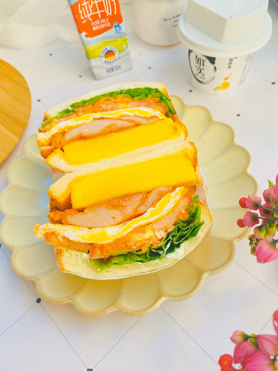 芒果鸡排三明治的做法