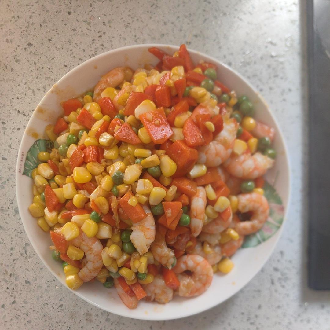 什锦玉米粒虾仁🍤🌽🥕