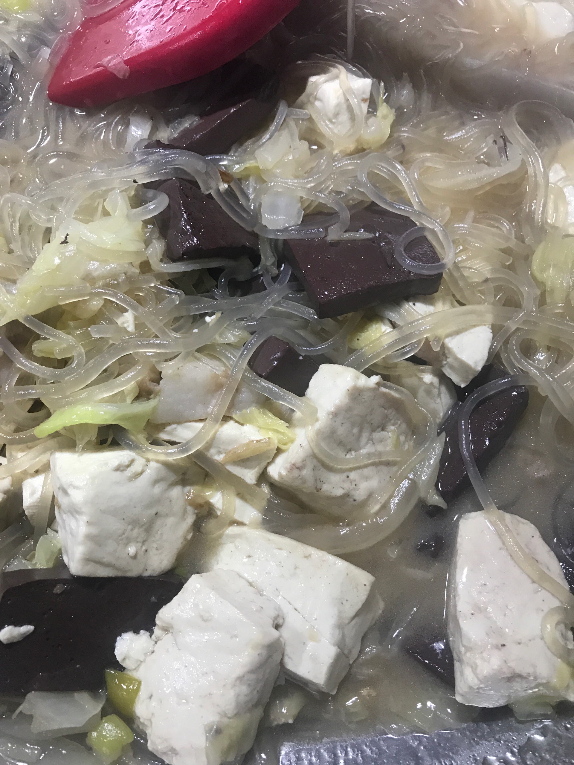 大白菜炖豆腐、猪血的做法