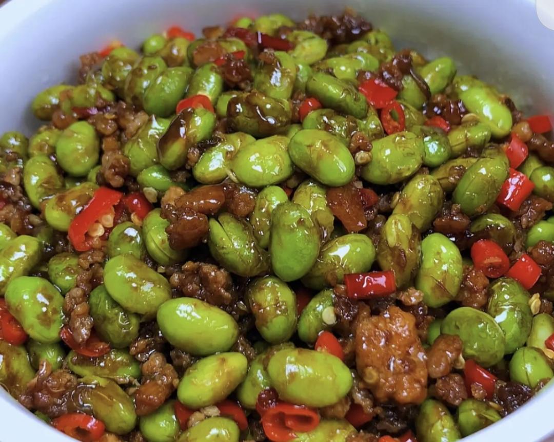 毛豆烧肉沫