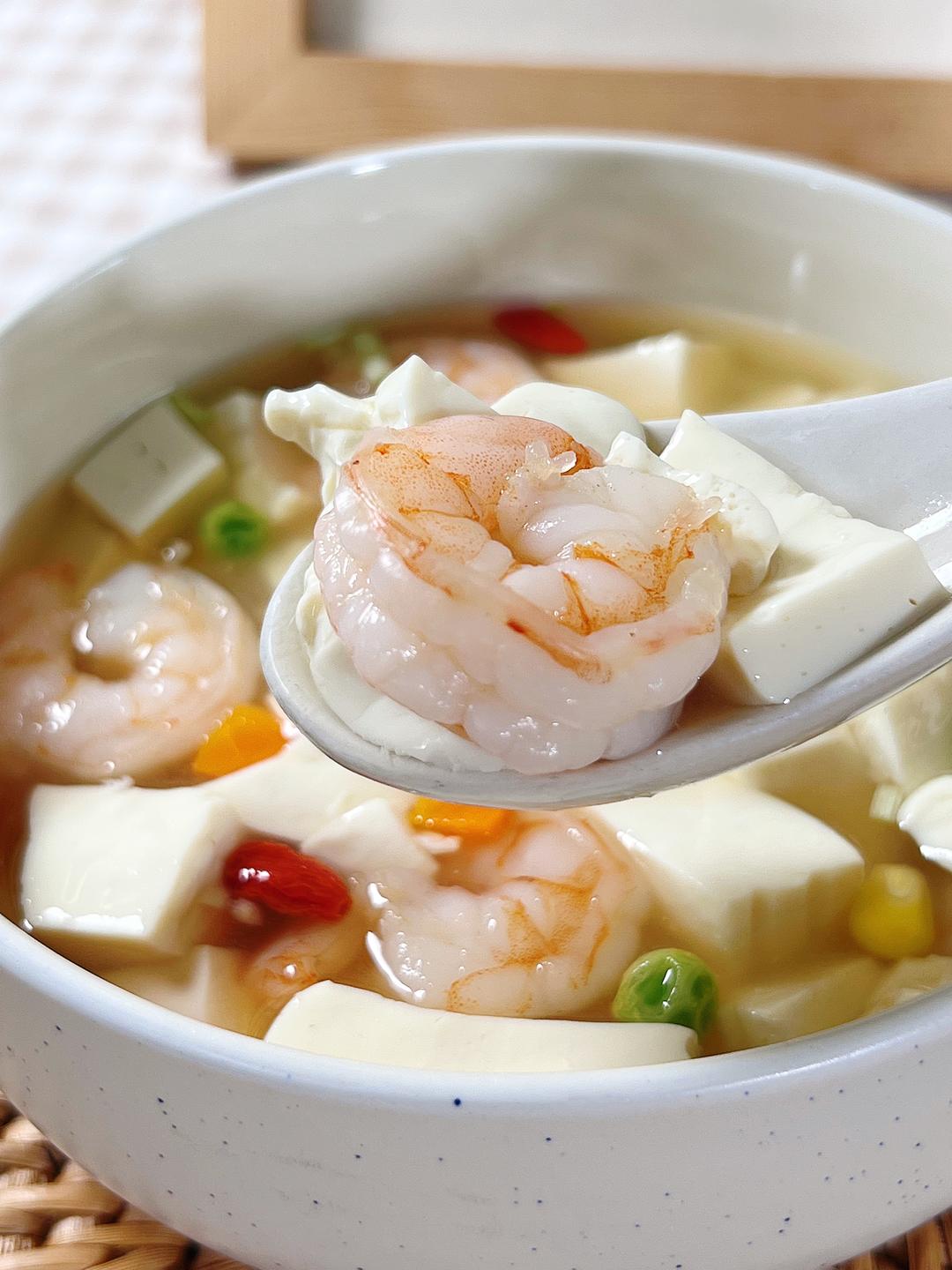 不开火微波炉虾仁豆腐汤