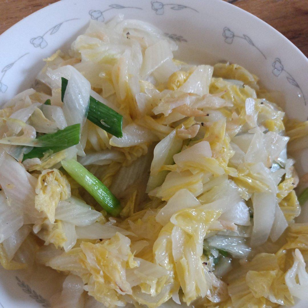 虾皮炒白菜，鲜的很啊