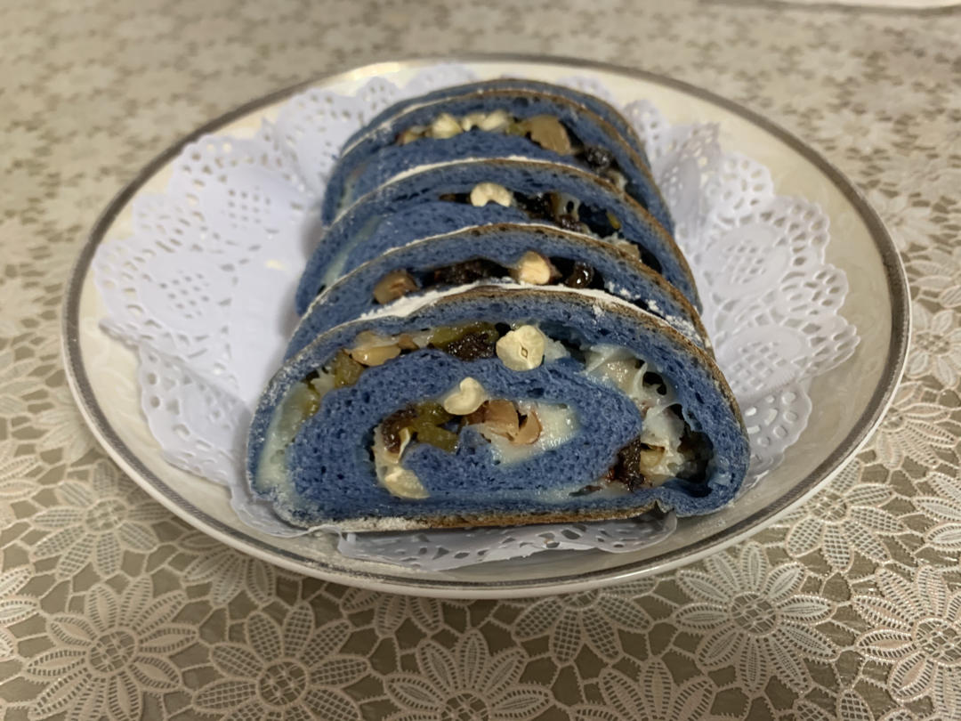 星空坚果麻薯欧包（蝶豆花版）