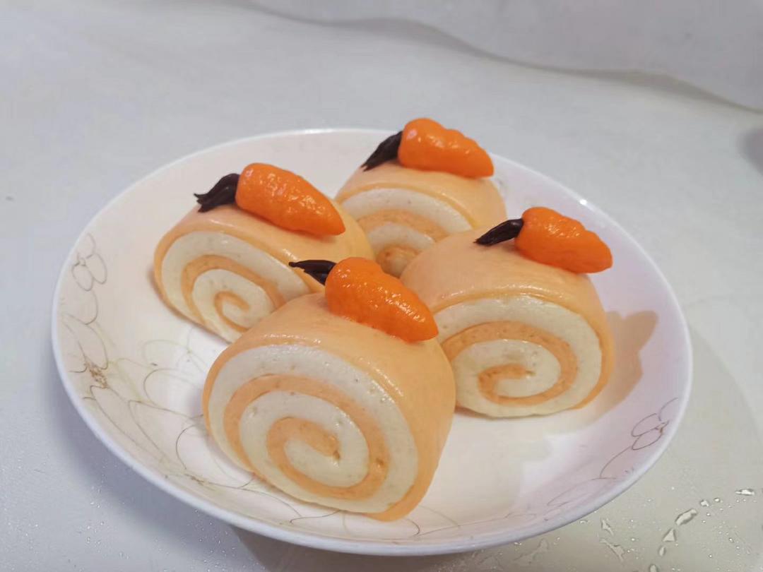 超萌胡萝卜刀切小馒头