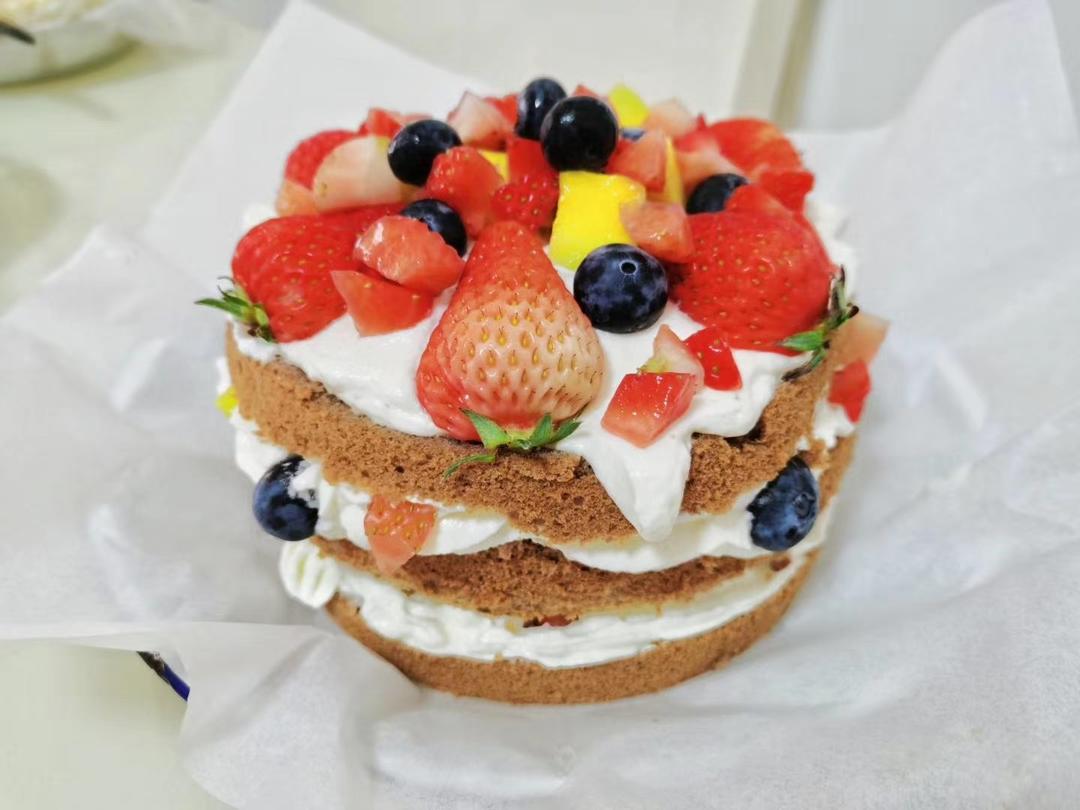 可可戚风水果裸蛋糕