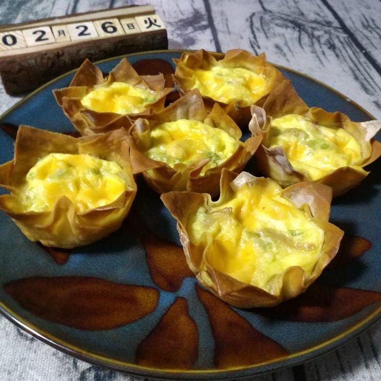 用馄饨皮做底的迷你蛋奶塔