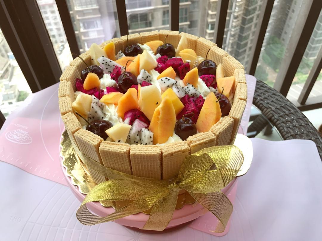 生日蛋糕教程【威化饼干围边】