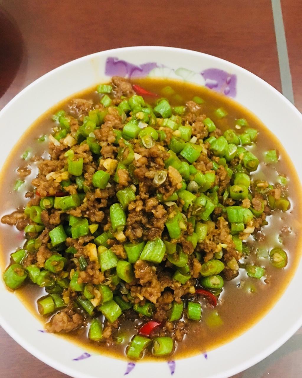 肉沫豆角下饭菜