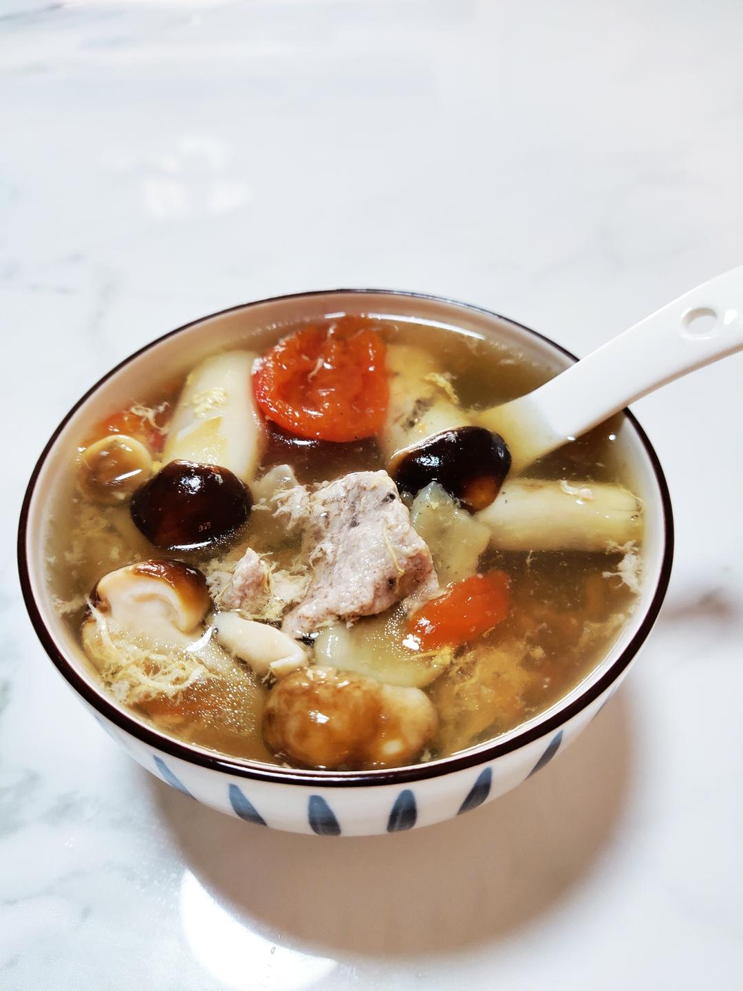 鲜姬松茸肉片汤(简单快捷一锅鲜~上班族的好选择)