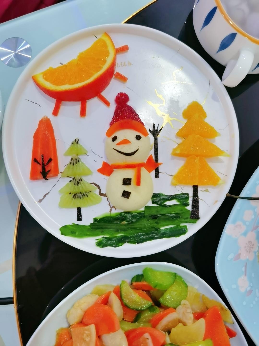 小雪人水果拼盘