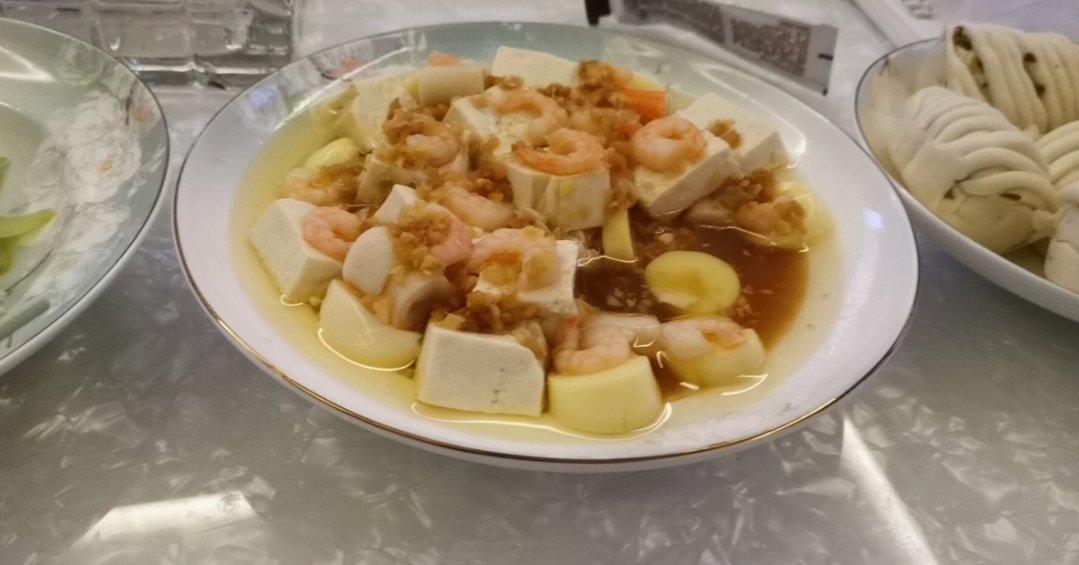 虾仁蟹棒蒸豆腐