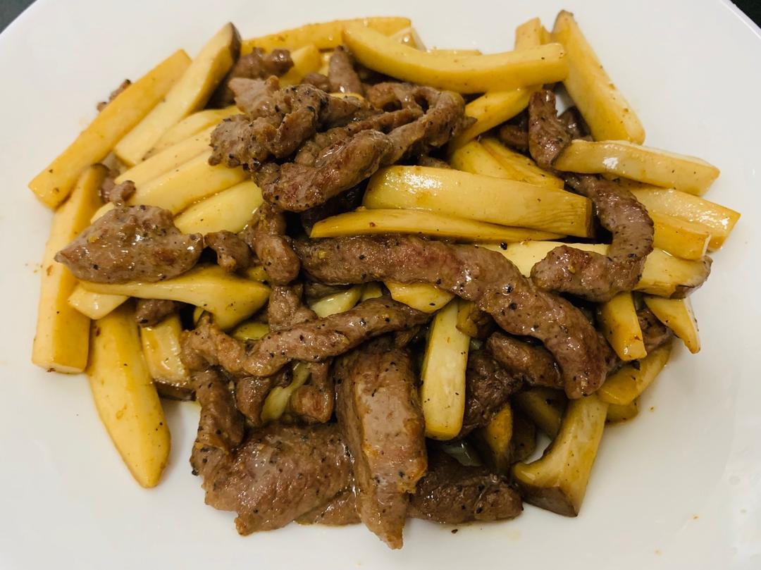 黑椒杏鲍菇牛柳（王刚老师腌牛肉法）