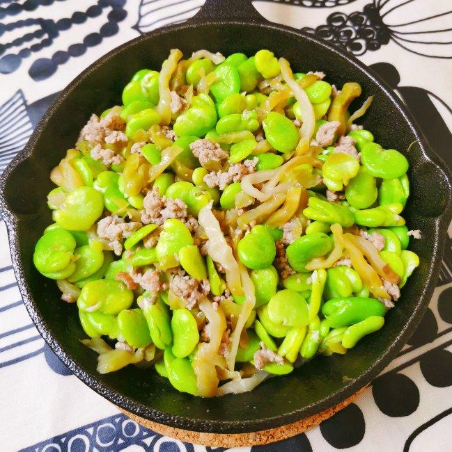 肉沫榨菜炒蚕豆——又一个没想到的美味