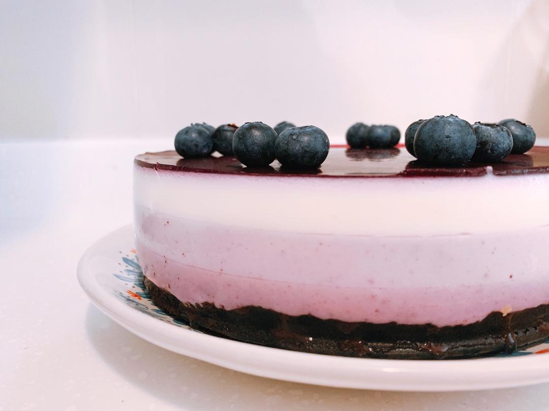 渐变蓝莓冻芝士蛋糕（免烤）