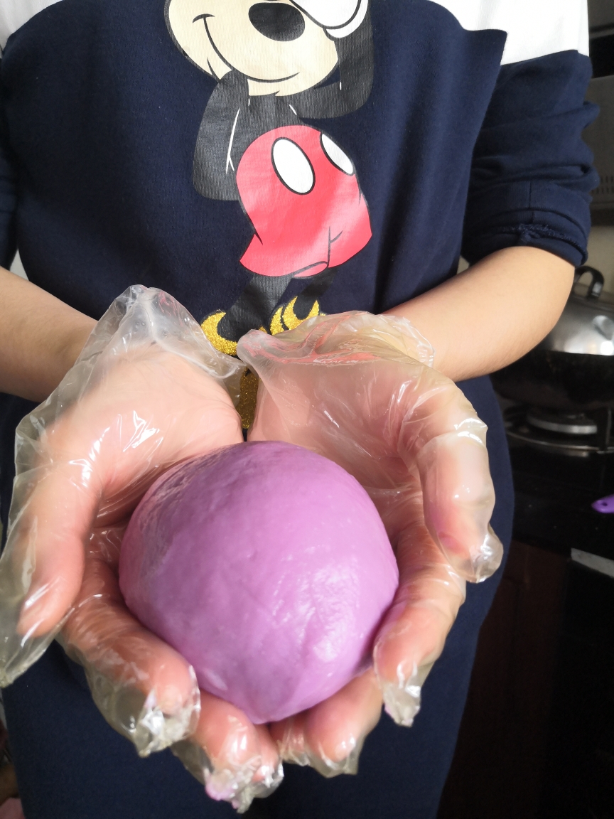 蜜豆紫薯麻薯抹茶软欧的做法 步骤4