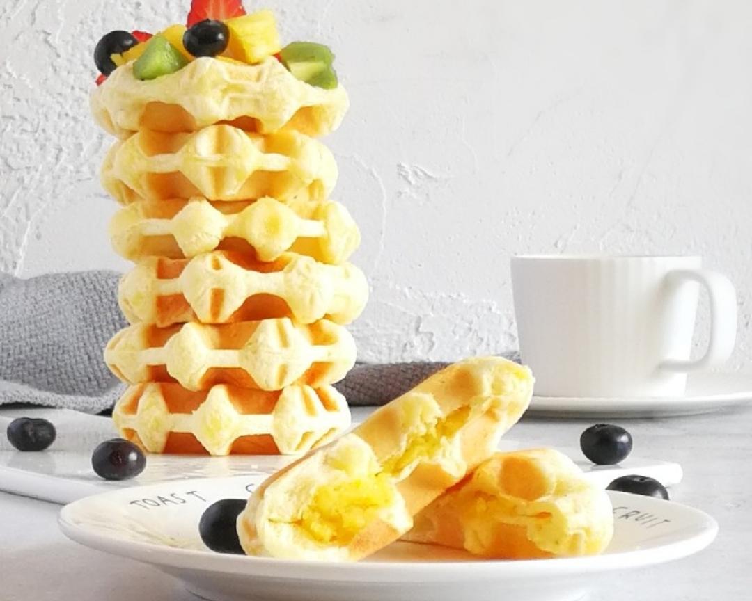 好看又好吃，香气十足的奶黄华夫饼的做法