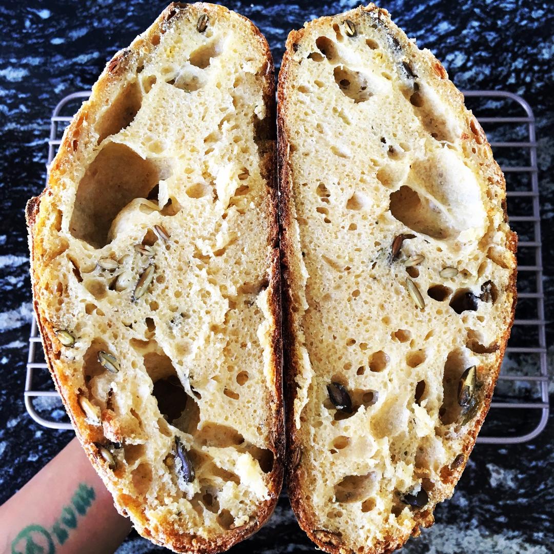 【Tartine Bread】天然酵种玉米南瓜籽乡村欧包