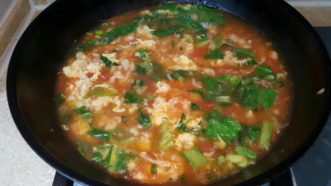 小白菜西红柿蛋花疙瘩汤