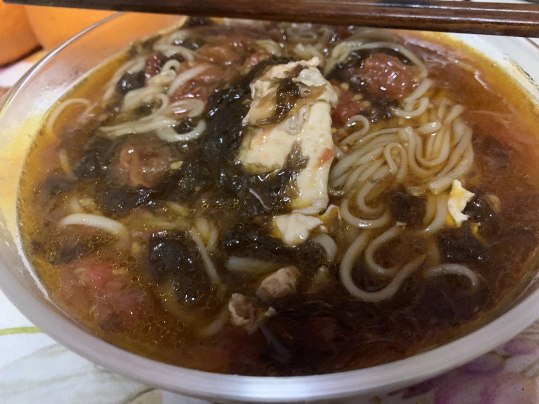 快手营养西红柿紫菜鸡蛋早餐面（步骤超详细）
