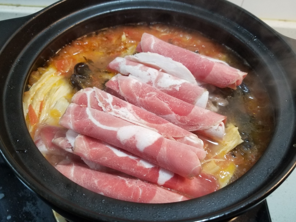 快手菜-番茄腐竹肥牛/肥羊砂锅煲