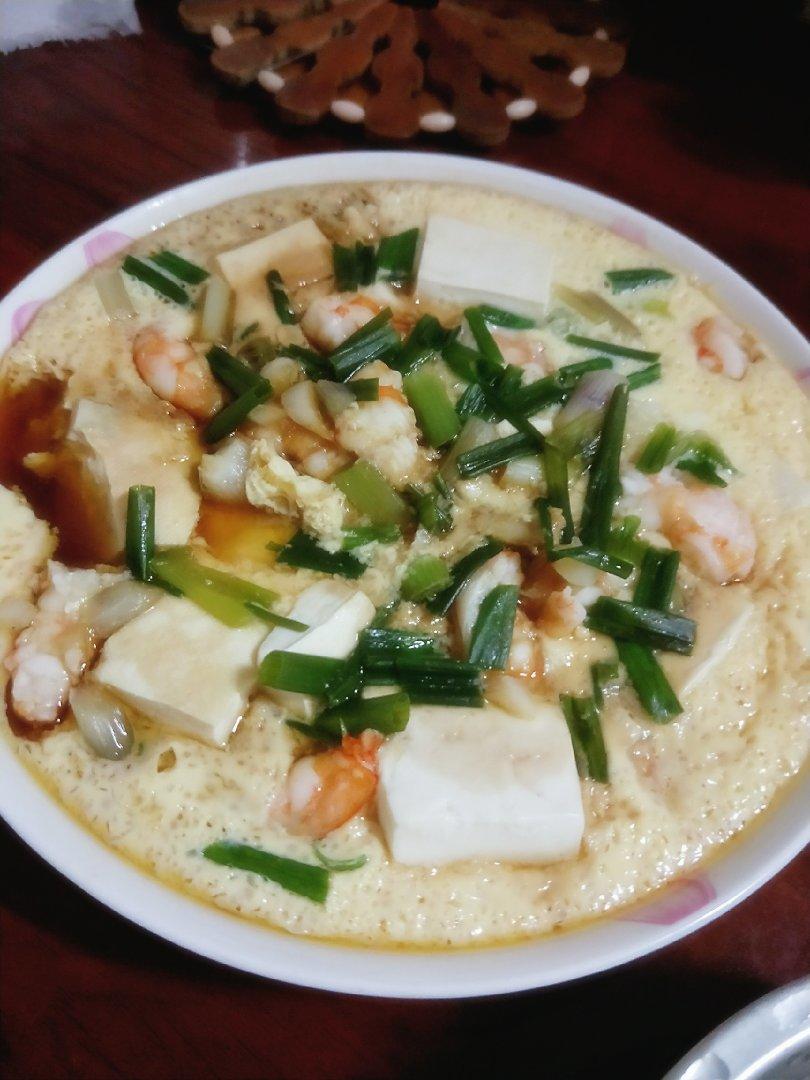 虾仁豆腐蒸水蛋