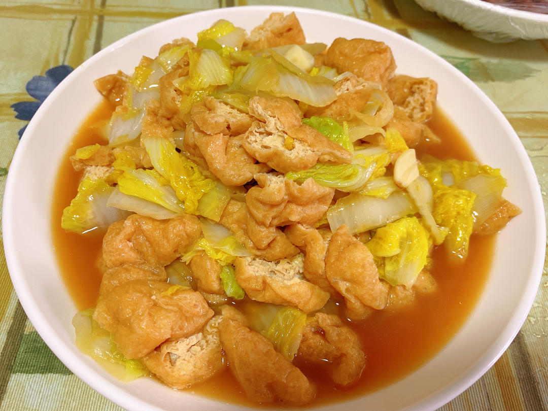 小葱油豆腐炒大白菜（娃娃菜）
