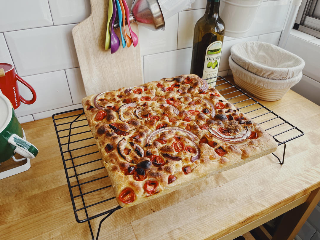 超高颜值天然酵母意大利佛卡夏面包focaccia（附土豆泥版）