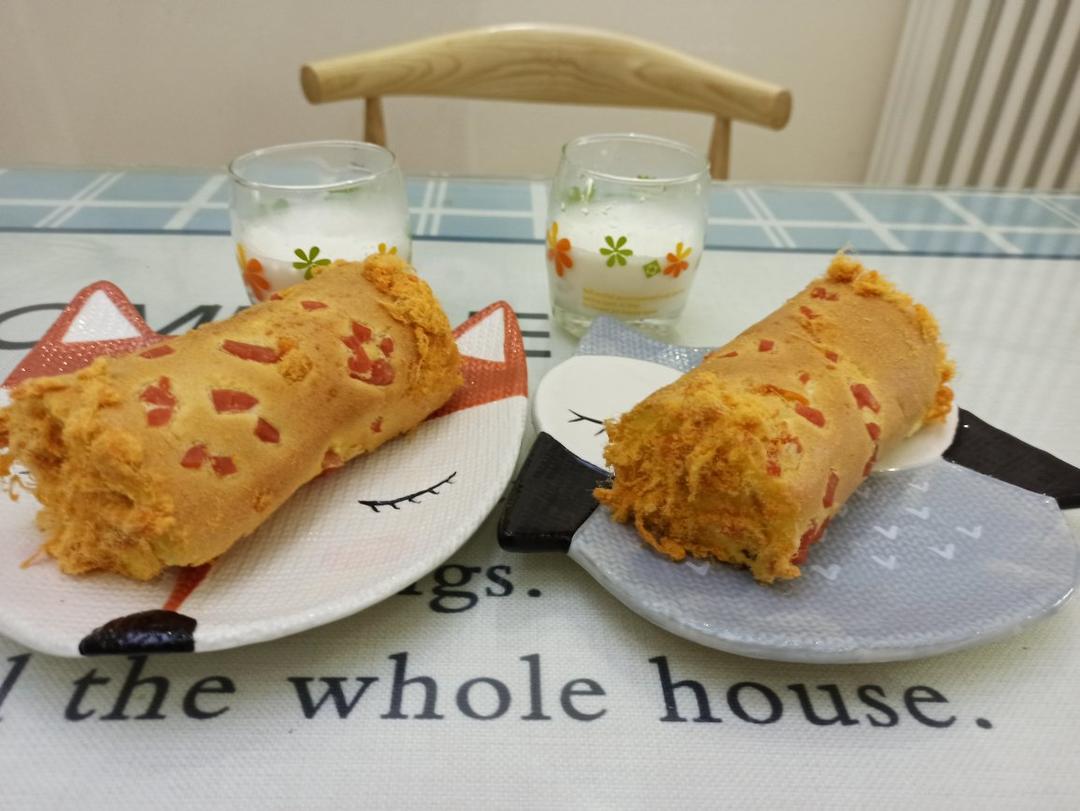 🔥好吃 柔软的香葱肉松蛋糕卷（4蛋）