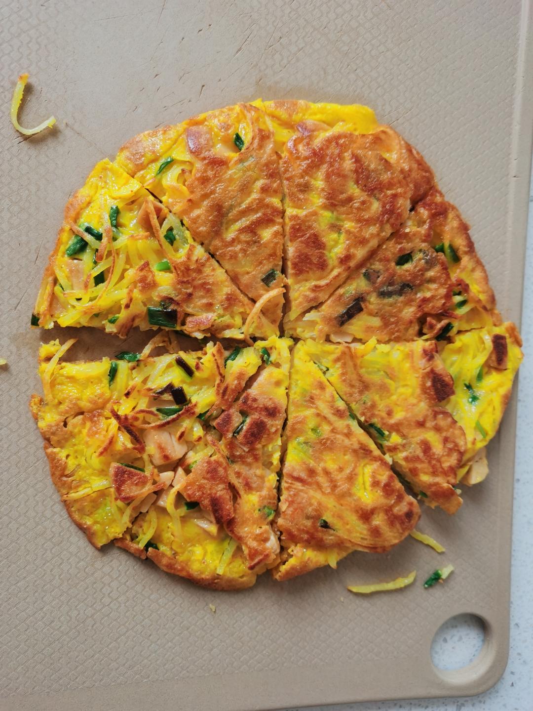 快手营养早餐土豆丝香肠鸡蛋饼