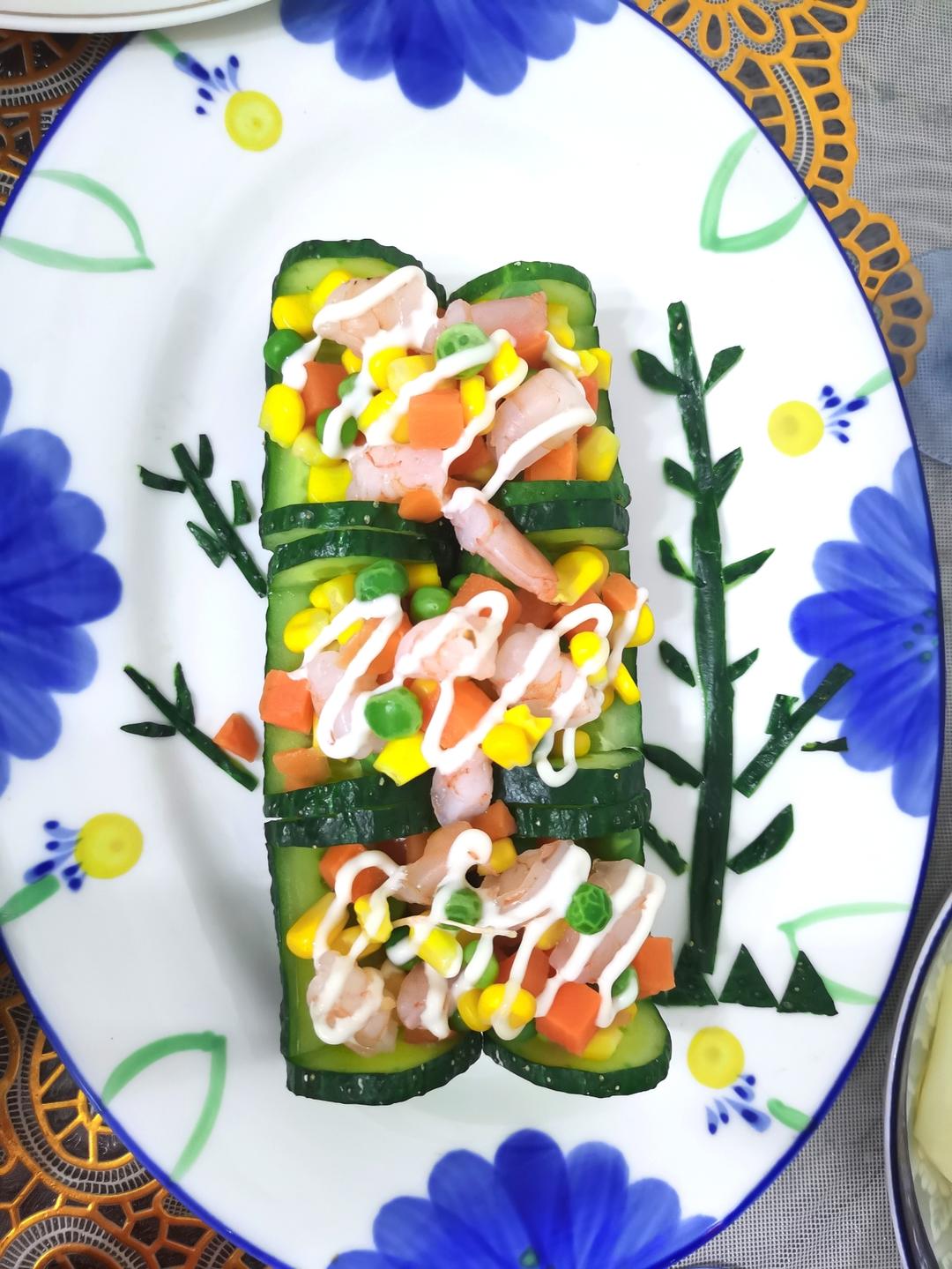 年夜菜｜翠竹报春·鲜虾玉米黄瓜沙拉