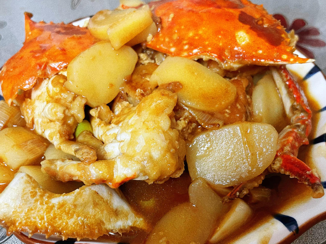 梭子蟹炒年糕～标准的江浙菜