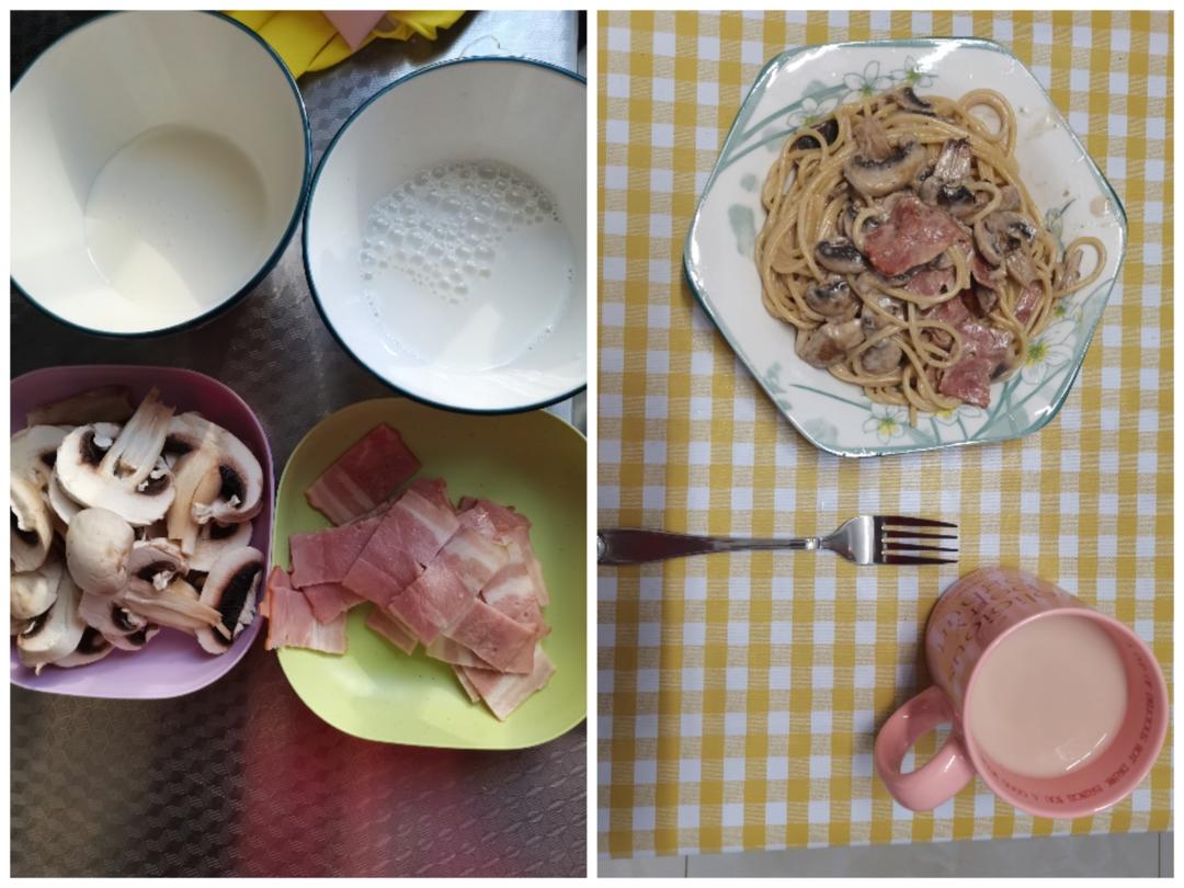 奶油蘑菇培根意大利面