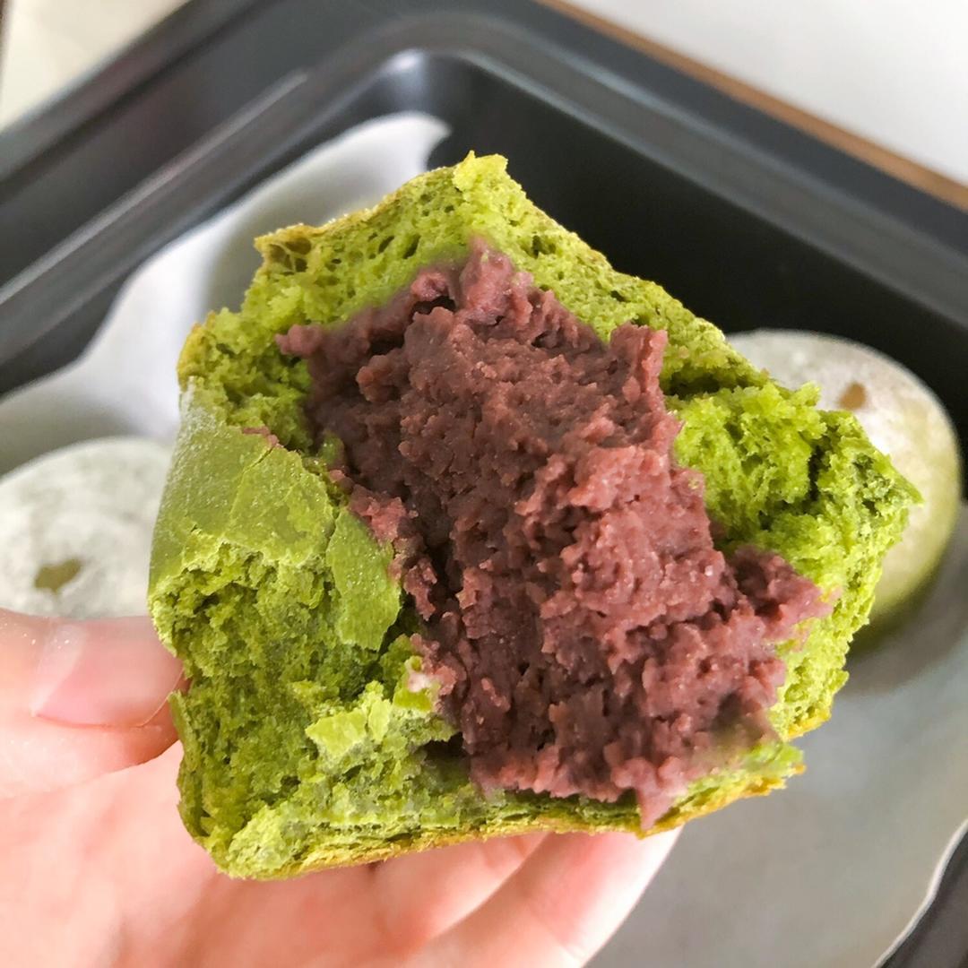 抹茶红豆软面包