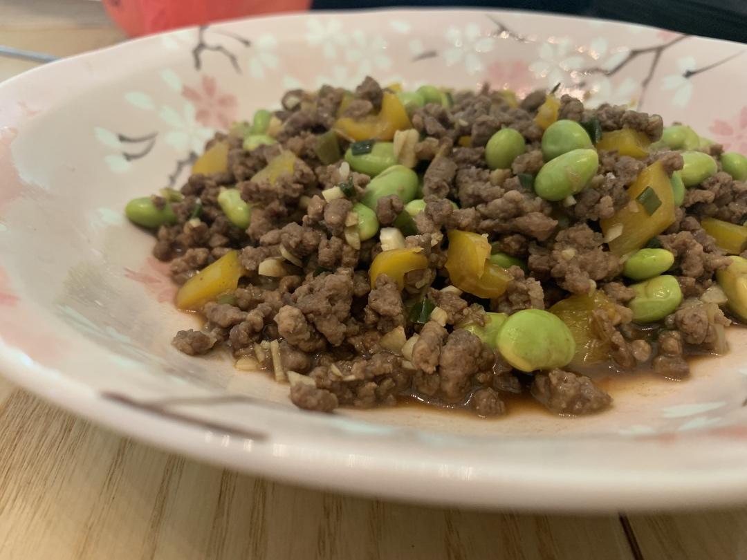 毛豆炒牛肉